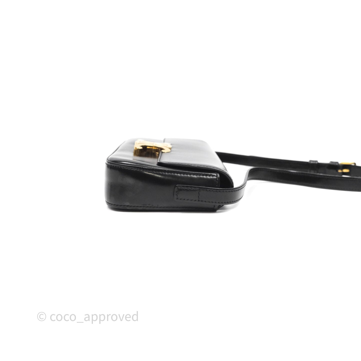 Celine Triomphe Shoulder Bag Black Calfskin