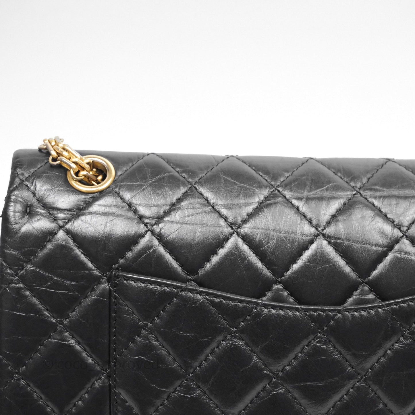 Chanel Quilted 2.55 Reissue 226 Flap Bag Black Aged Calfskin Gold Hardware