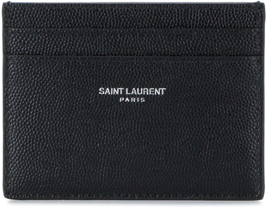Luxury Saint Laurent Men's Leather Cardholder in Black | 375946BTY0N