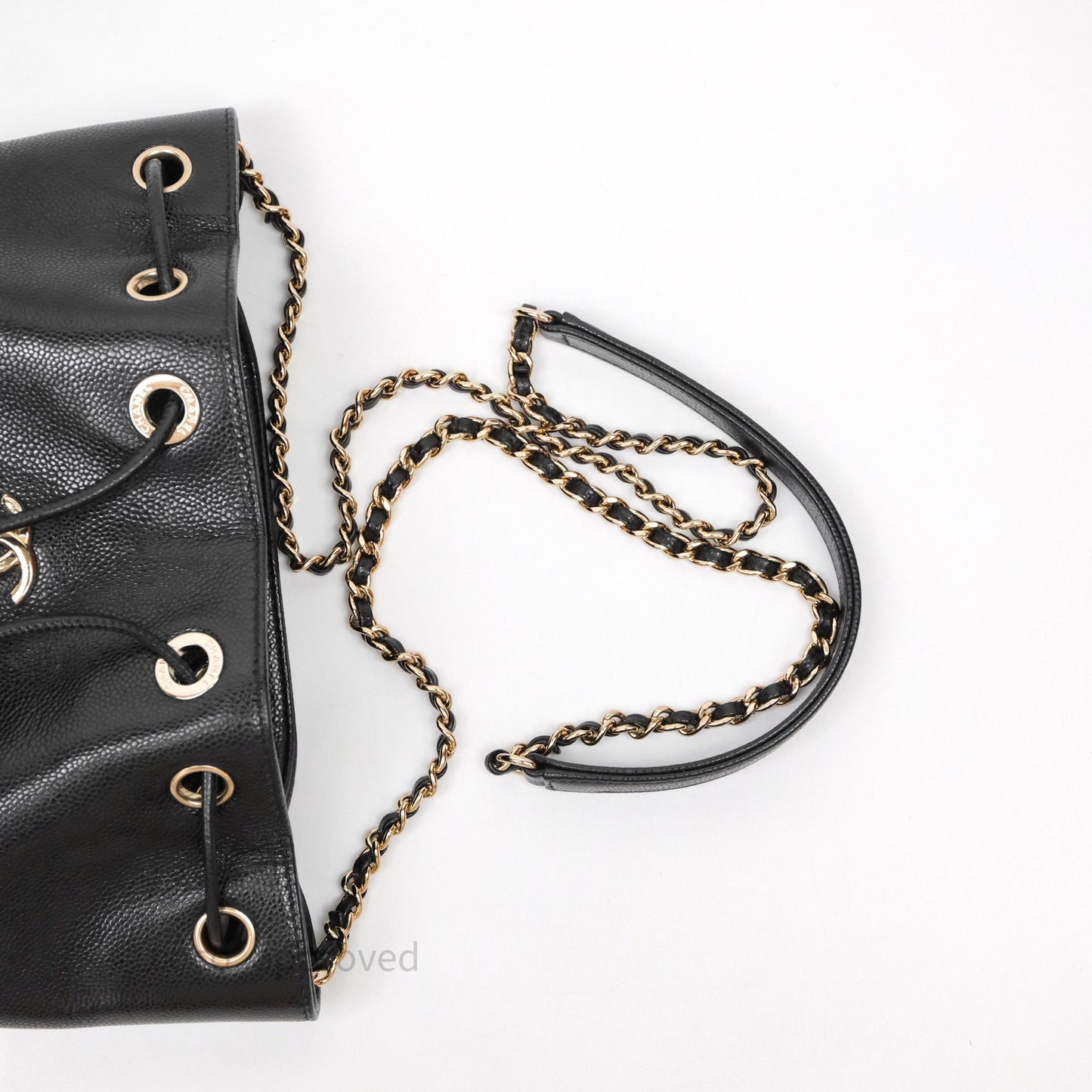 Chanel Business Affinity Drawstring Bucket Bag Black Caviar Gold Hardware