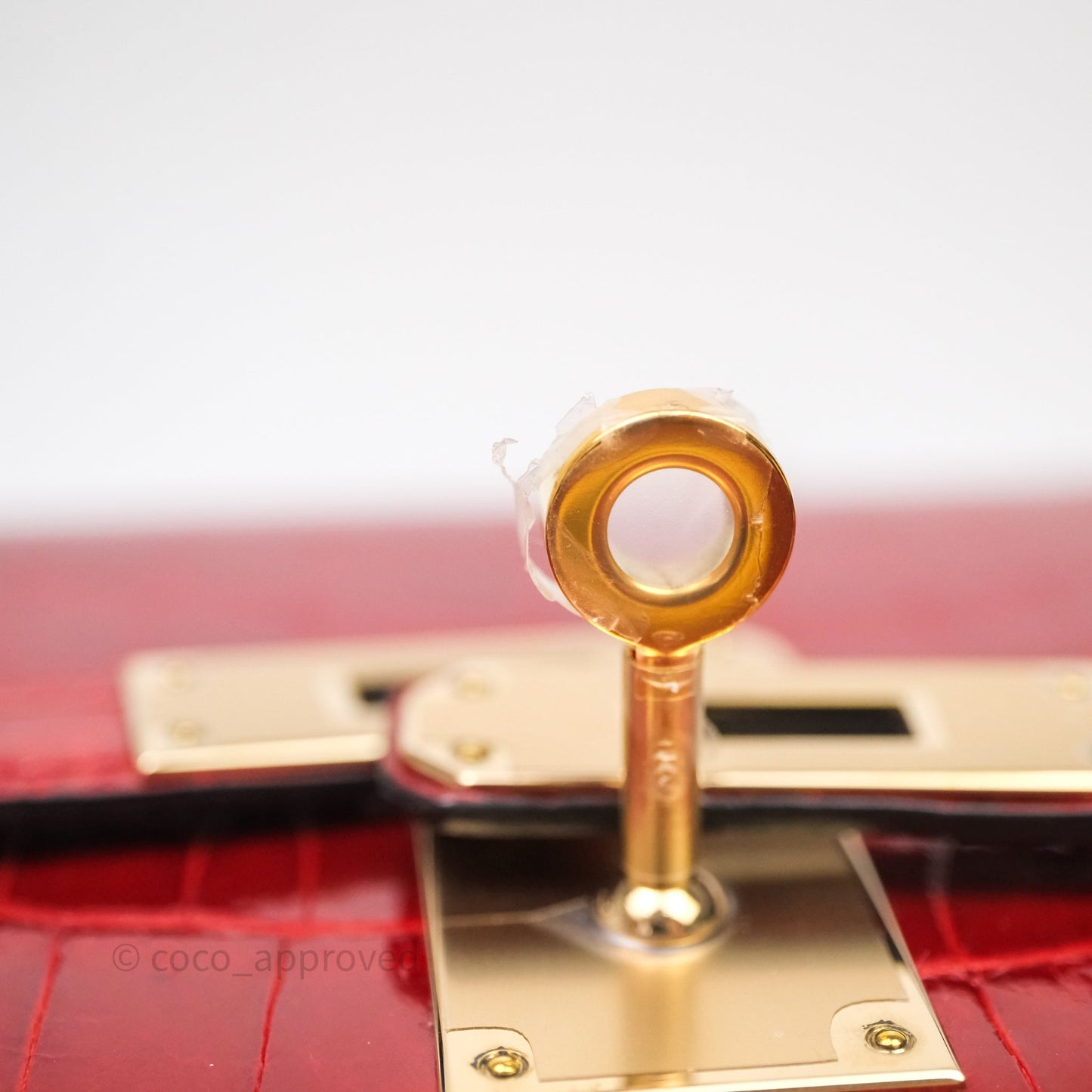Hermes Kelly Cut Rouge H Shiny Niloticus Crocodile Gold Hardware