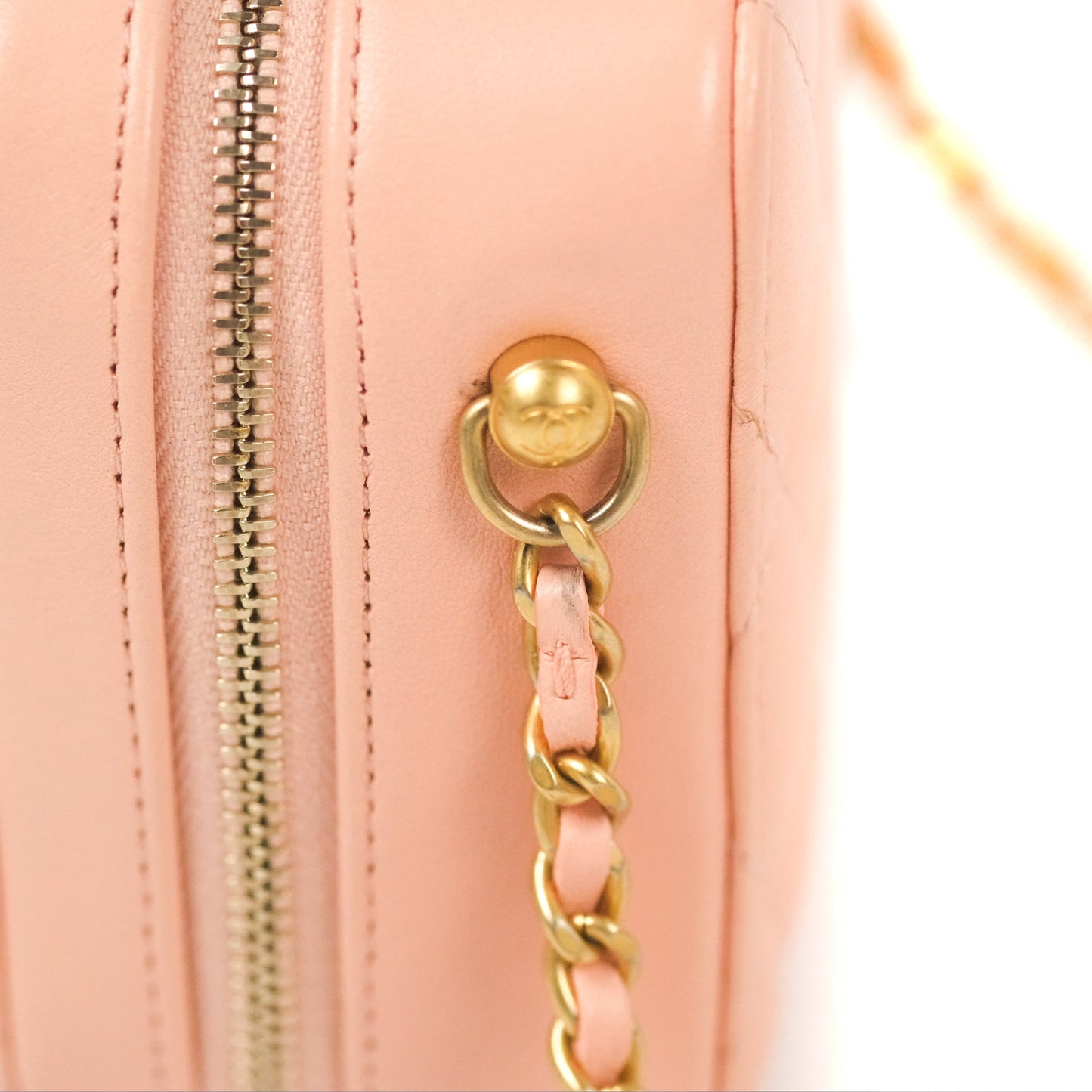 Chanel Mini Pearl Crush Quilted Camera Case Orange Blair Lambskin Aged Gold Hardware