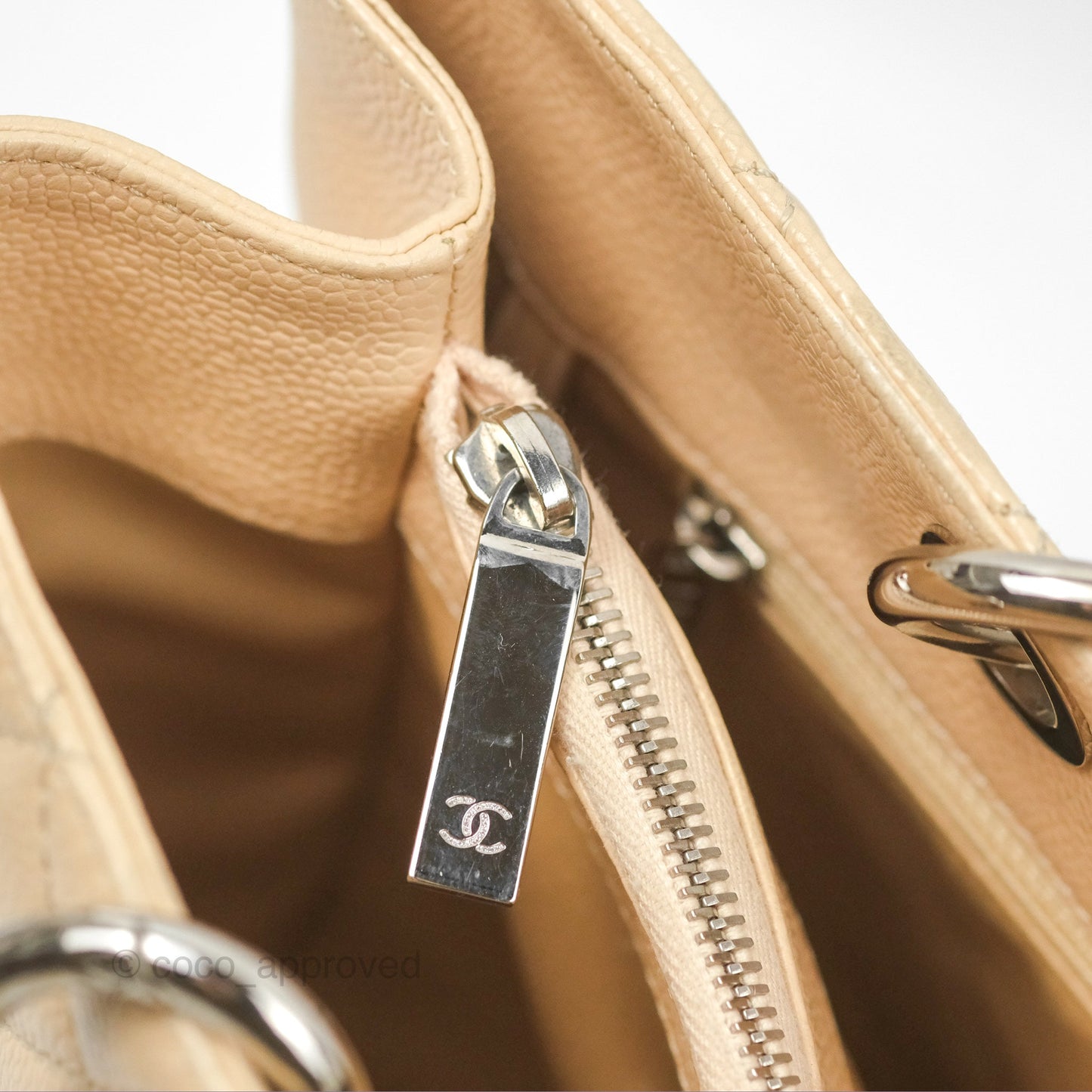 Chanel GST Beige Caviar Silver Hardware