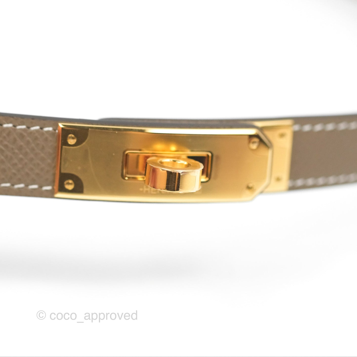 Hermès Epsom Kelly Buckle Belt Etoupe Gold Hardware