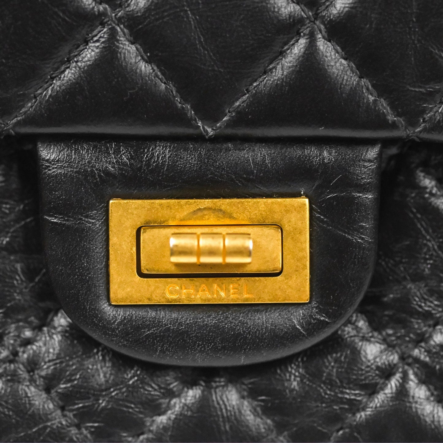 Chanel Mini Reissue 224 Black Aged Calfskin Aged Gold Hardware