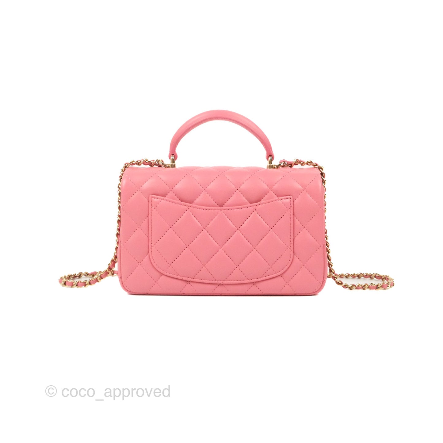 Chanel Top Handle Mini Rectangular Flap Bag Pink Lambskin Gold Hardware
