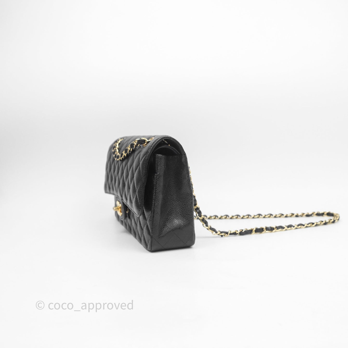 Chanel Classic M/L Medium Flap Quilted Black Caviar Gold Hardware