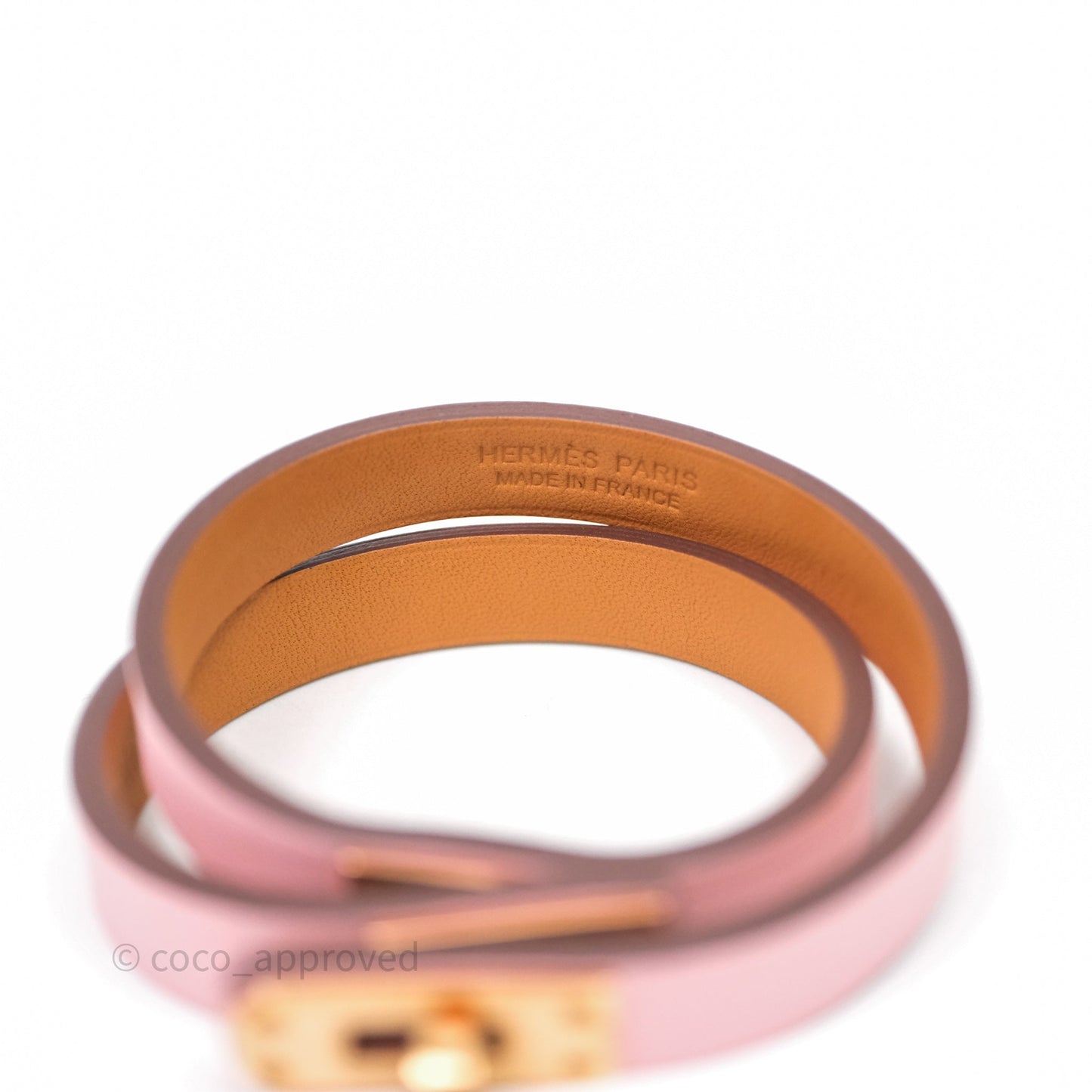Hermès Kelly Double Tour Bracelet Rose Swift Rose Gold Hardware