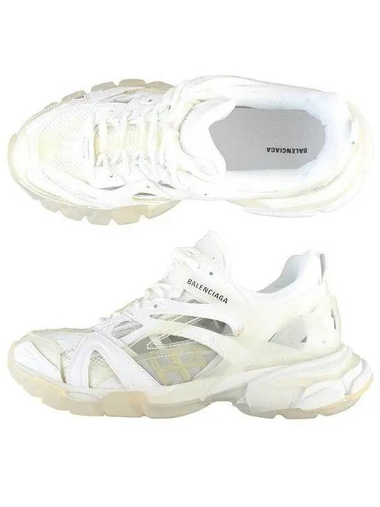 Luxury Balenciaga Track 2 Open Mesh Fabric Low Top Sneakers White