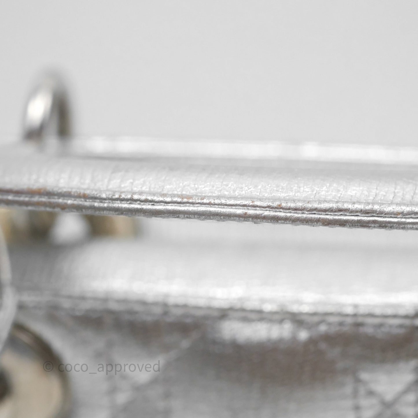 Christian Dior Small Lady Dior My ABCDior Silver Metallic Grained Calfskin Cannage