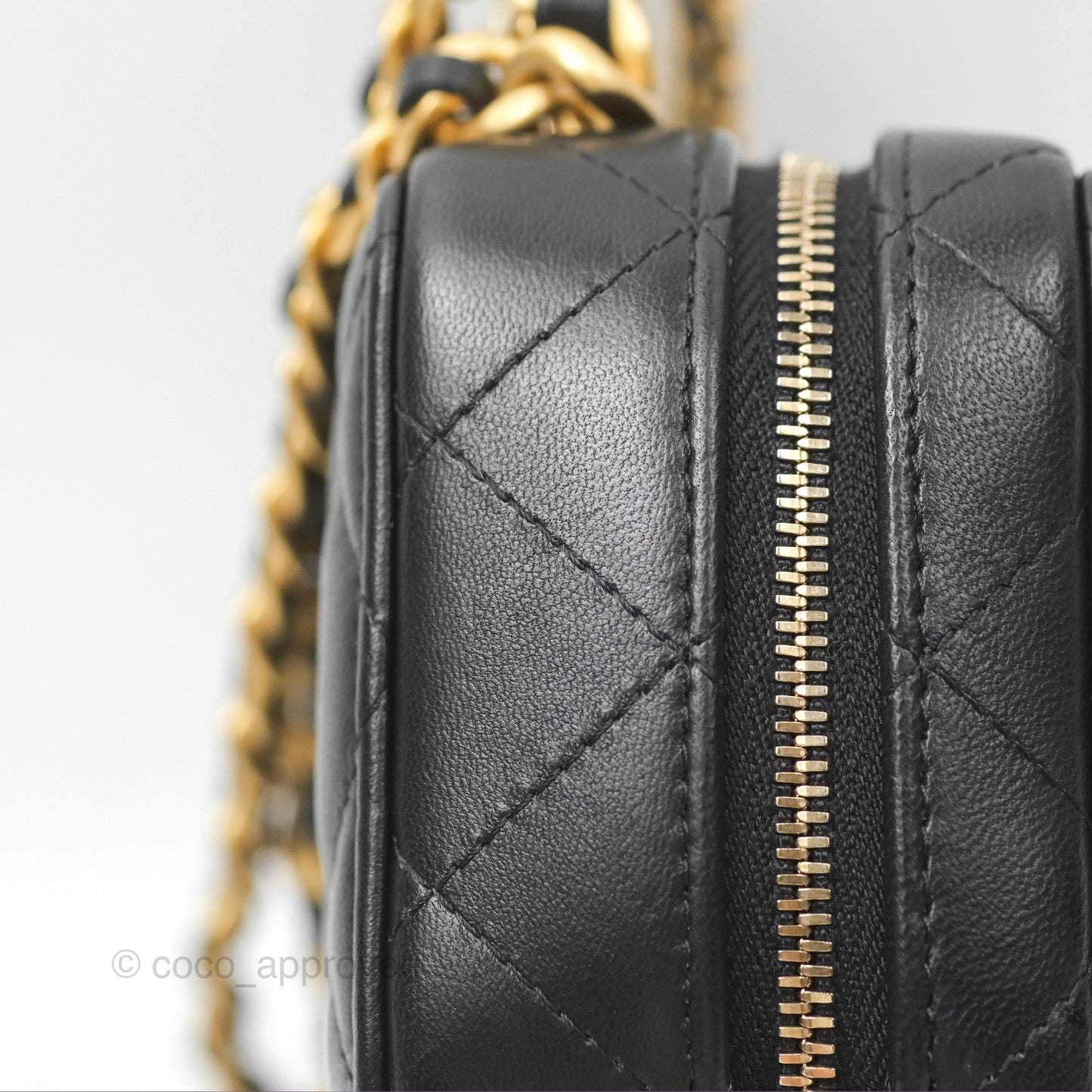 Chanel Top Handle Vanity Case Black Lambskin Aged Gold Hardware 22A