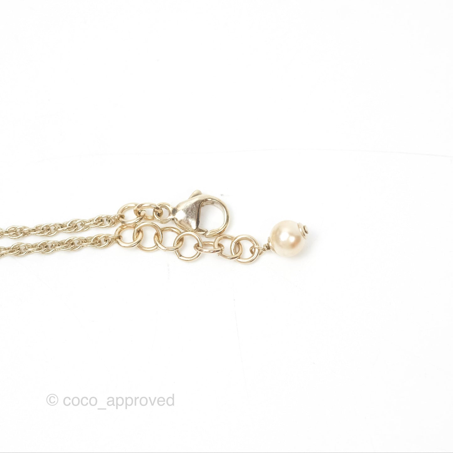 Chanel CC Crystal Pearl Chain Bracelet Gold Tone 19C
