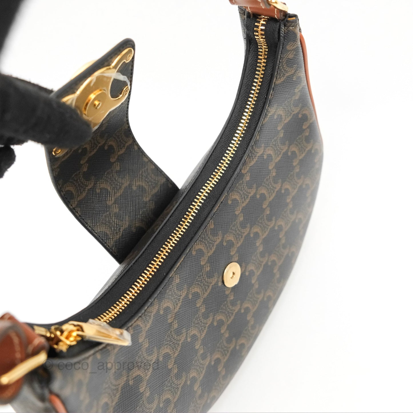 Celine Medium Ava Triomphe Bag Triomphe Canvas Tan Calfskin
