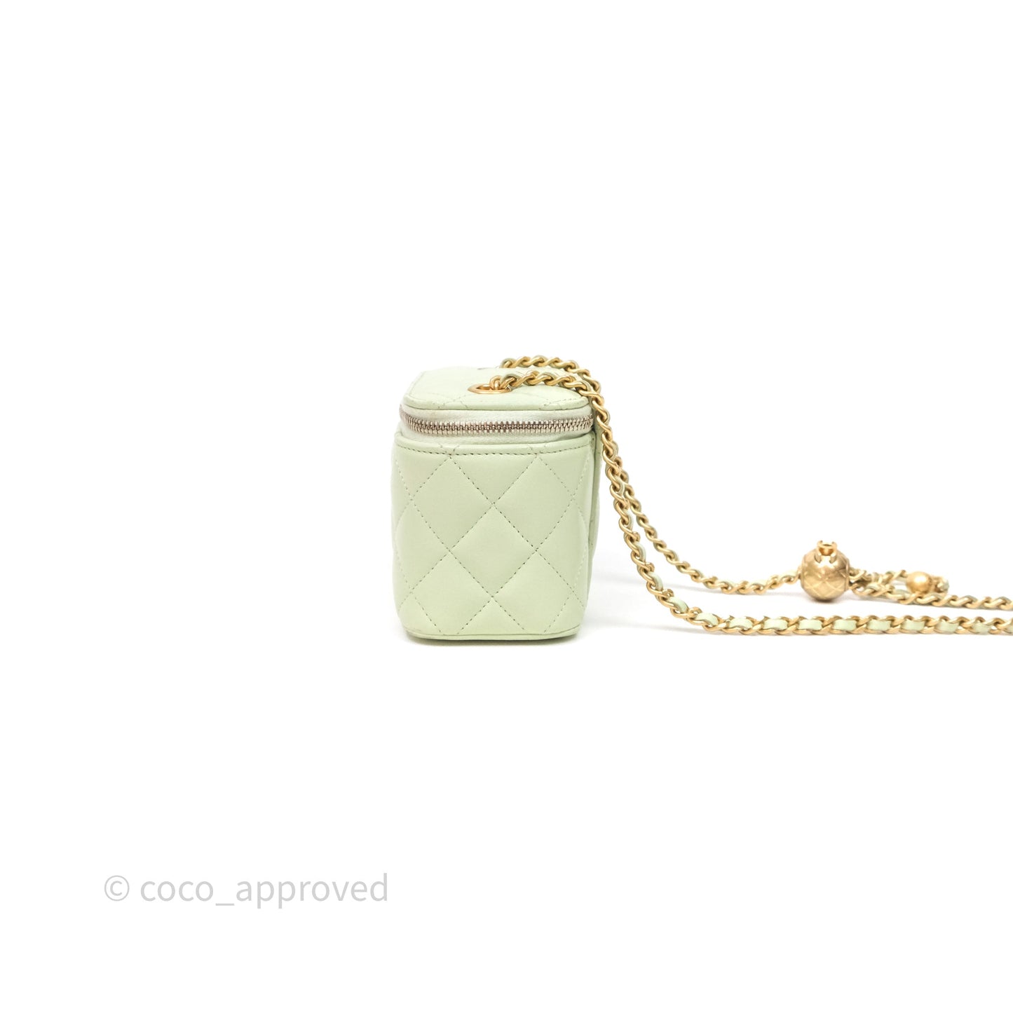 Chanel Mini Pearl Crush Vanity With Chain Green Aged Gold Hardware