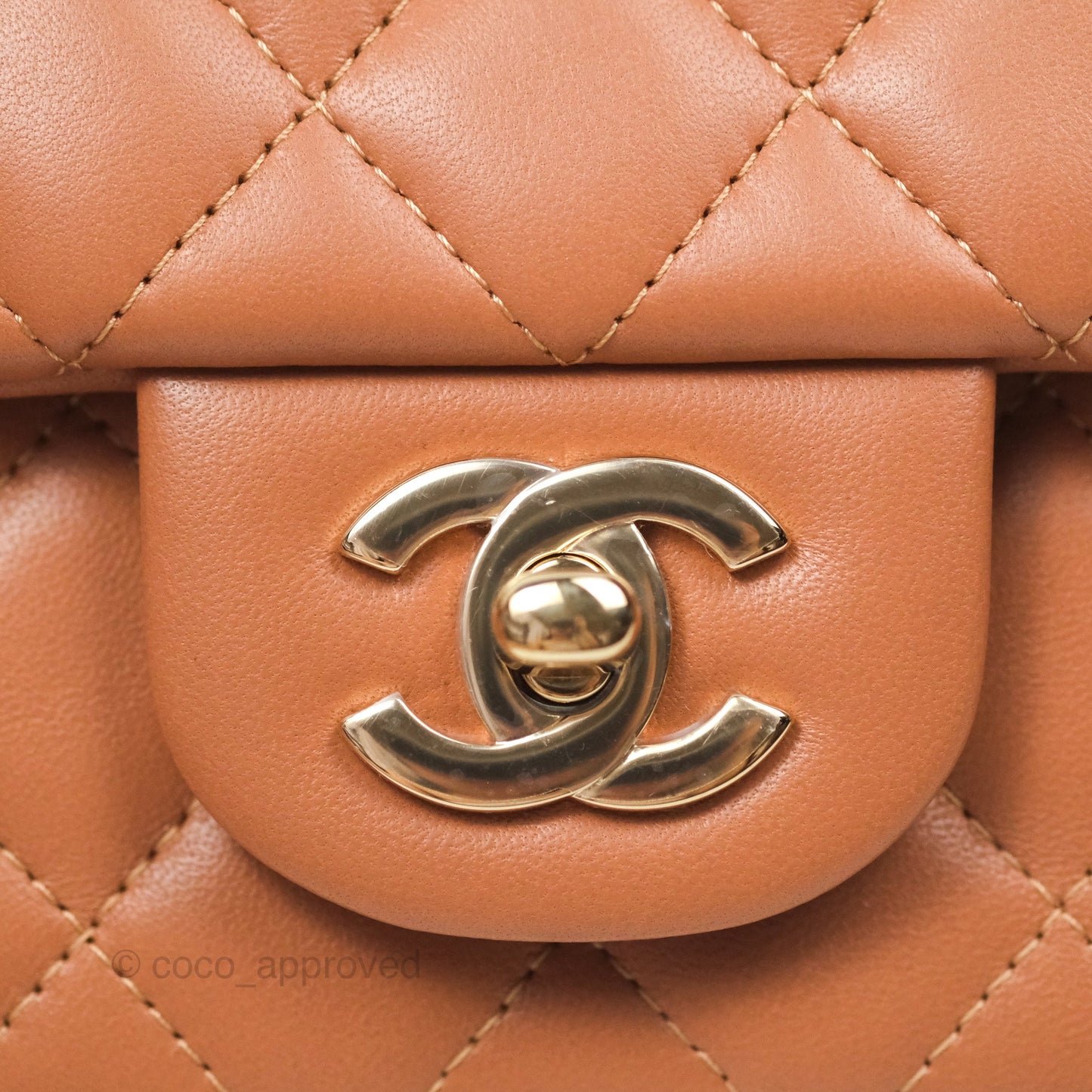 Chanel Quilted Mini Rectangular Flap Caramel Lambskin Gold Hardware