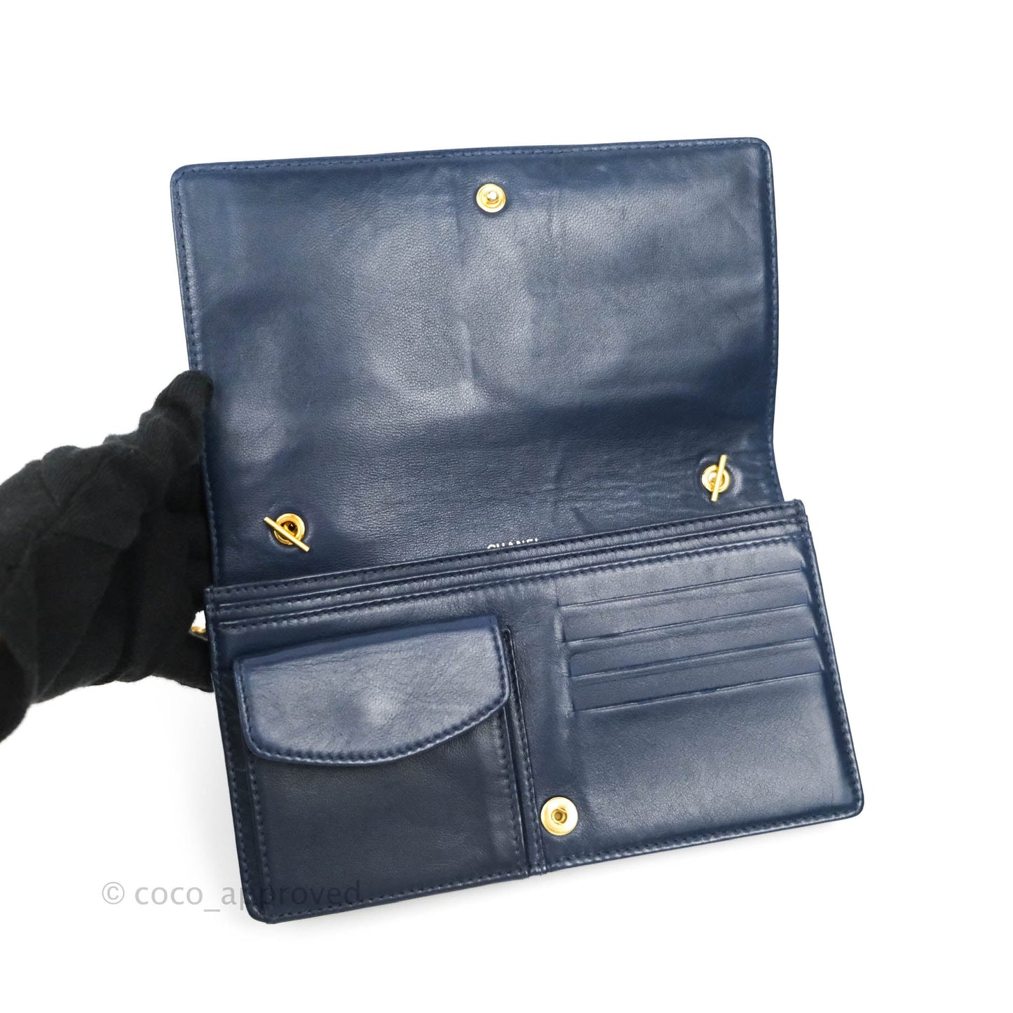 Chanel Vintage Denim Wallet On Chain WOC Gold Hardware