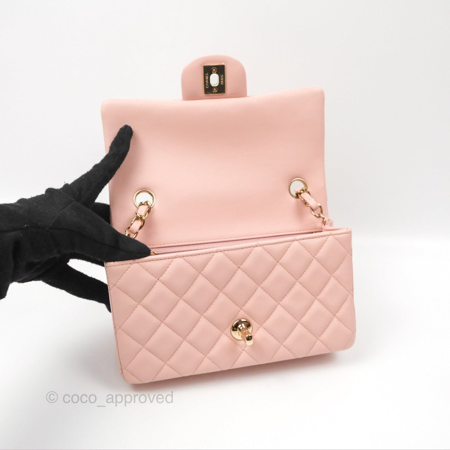 Chanel Quilted Mini Rectangular Flap Pink Lambskin Gold Hardware
