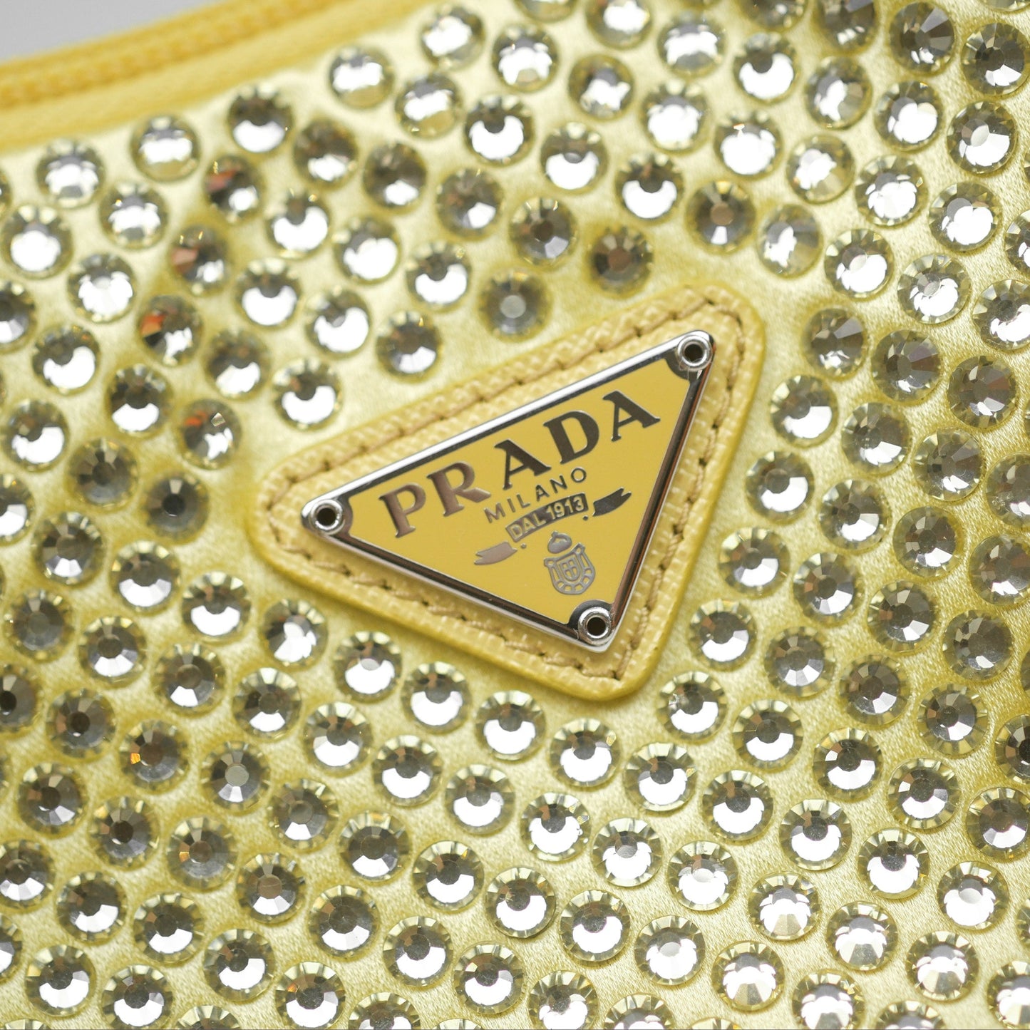 Prada Re-Edition 2000 Nylon Mini Bag Yellow Crystal Embellished