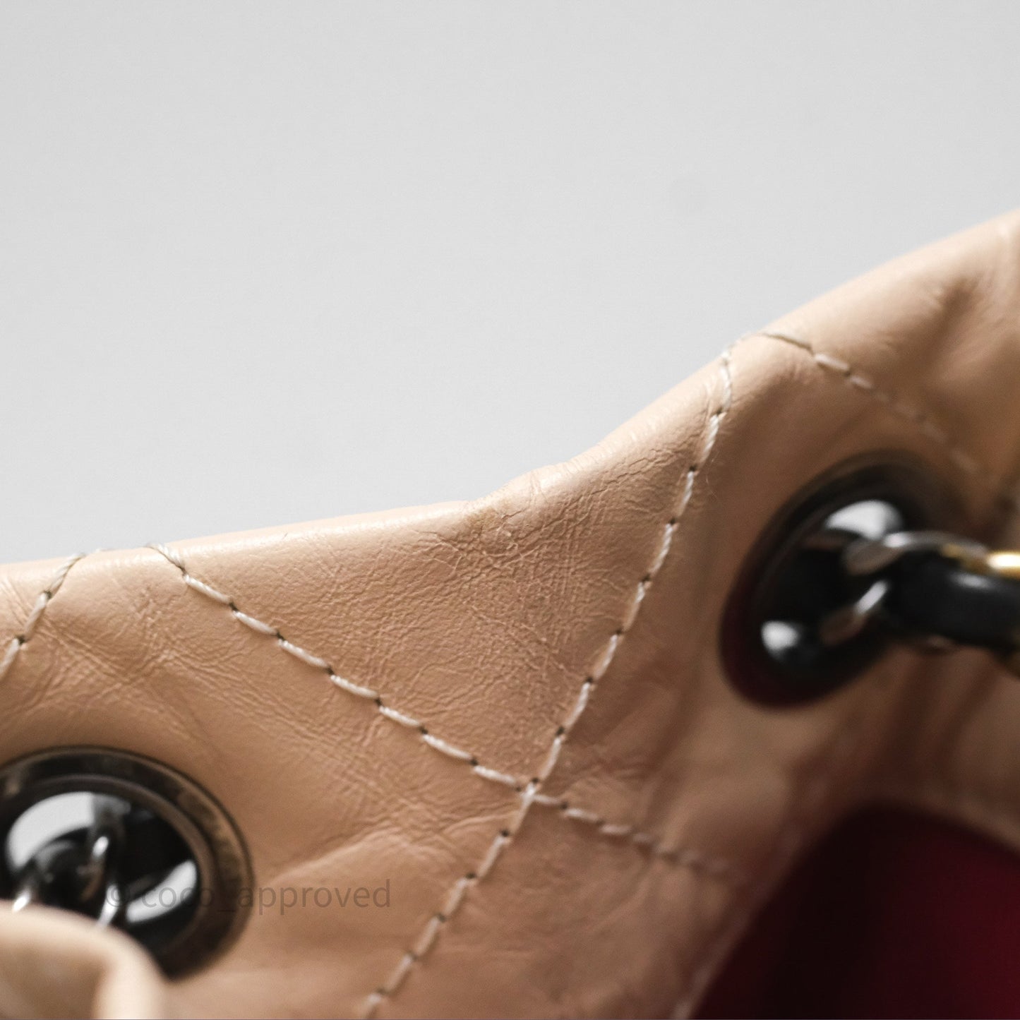 Chanel Small Gabrielle Backpack Beige Black Aged Calfskin