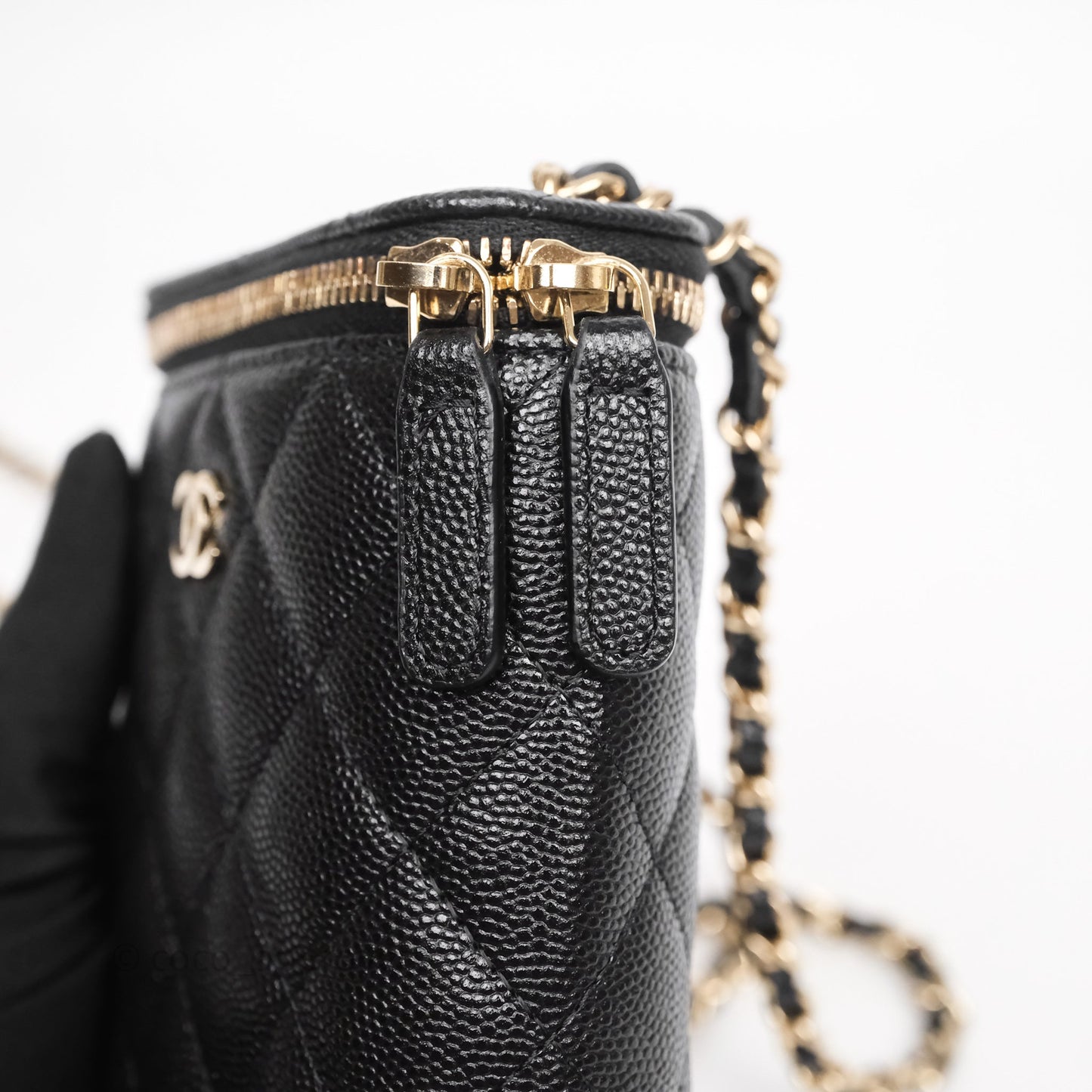 Chanel Classic Mini Vanity With Chain Black Caviar Gold Hardware