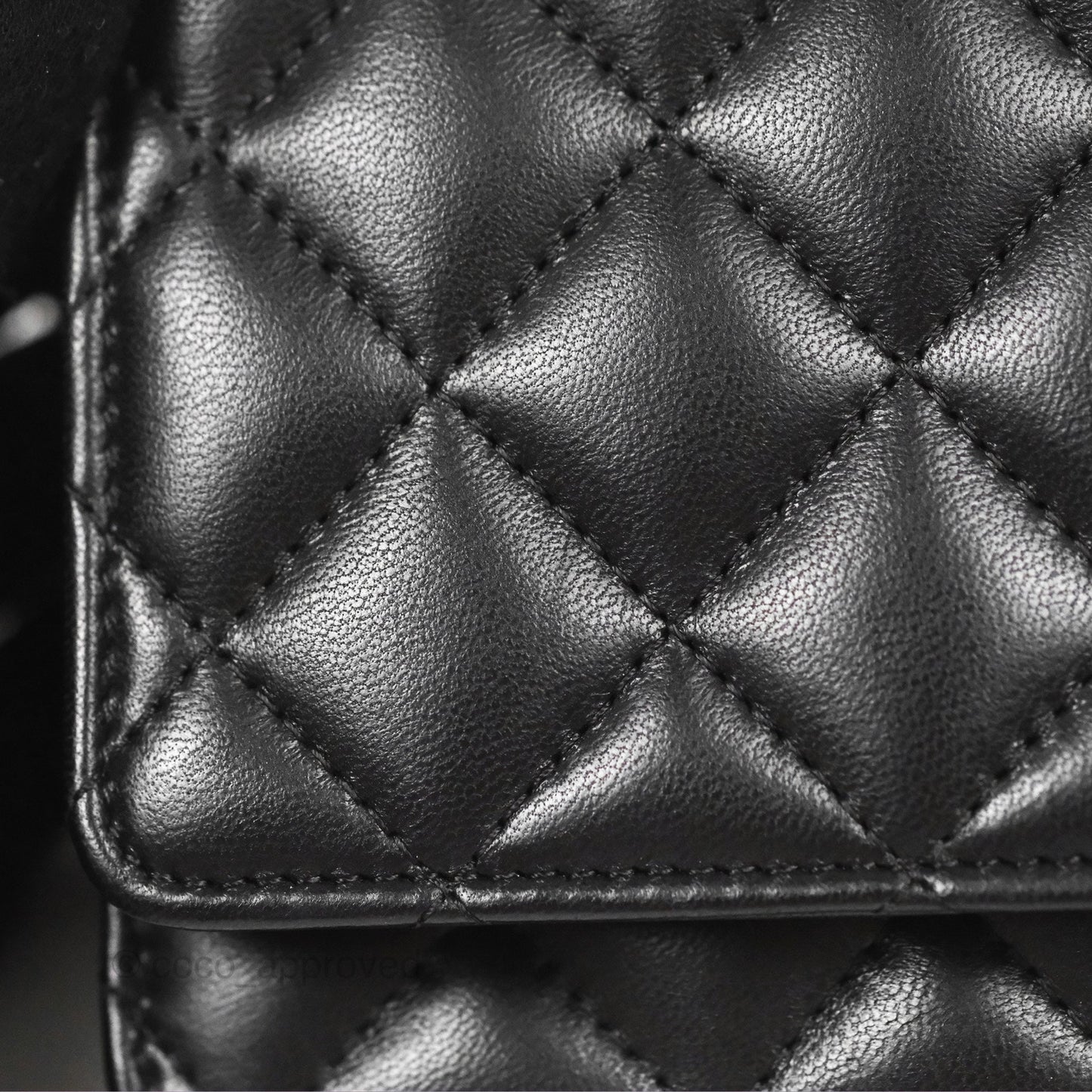 Chanel Classic Quilted Wallet On Chain WOC Black Lambskin Silver Hardware