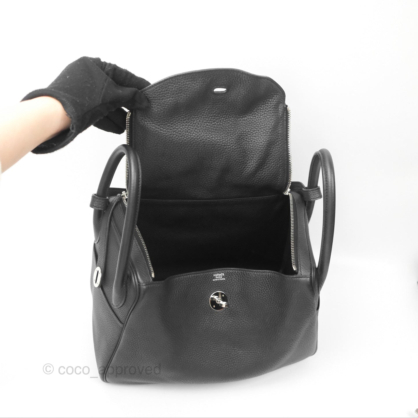 Hermès Lindy 30 Black Clemence Palladium Hardware