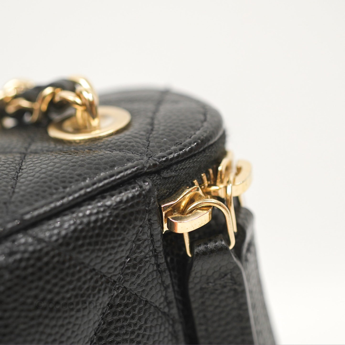 Chanel Classic Mini Vanity With Chain Black Caviar Gold Hardware