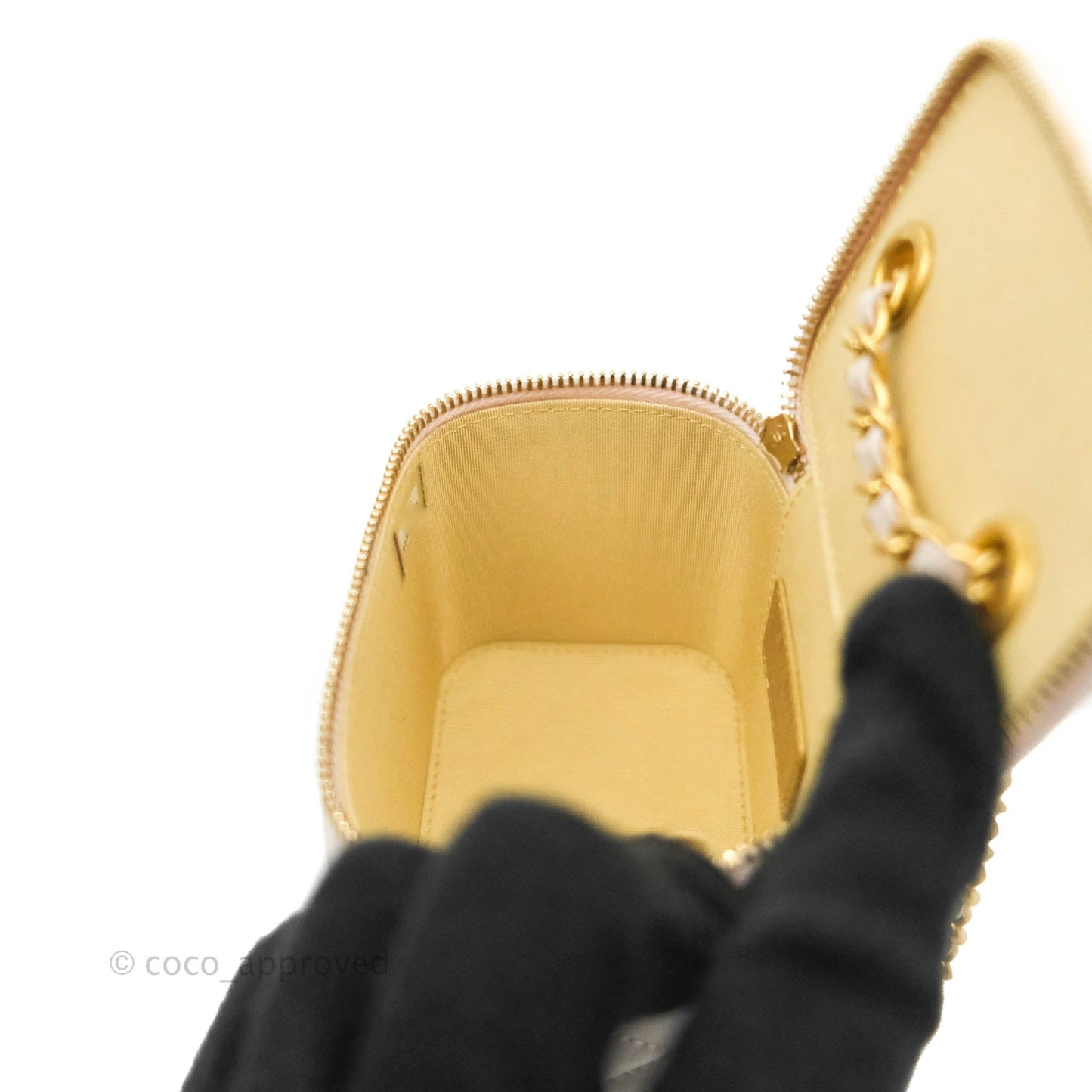 Chanel Classic Mini Pearl Crush Vanity With Chain Lilac Pink Lambskin Aged Gold Hardware