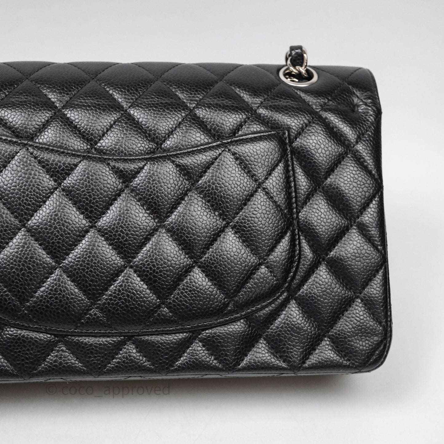 Chanel Classic M/L Medium Flap Quilted Black Caviar Silver Hardware