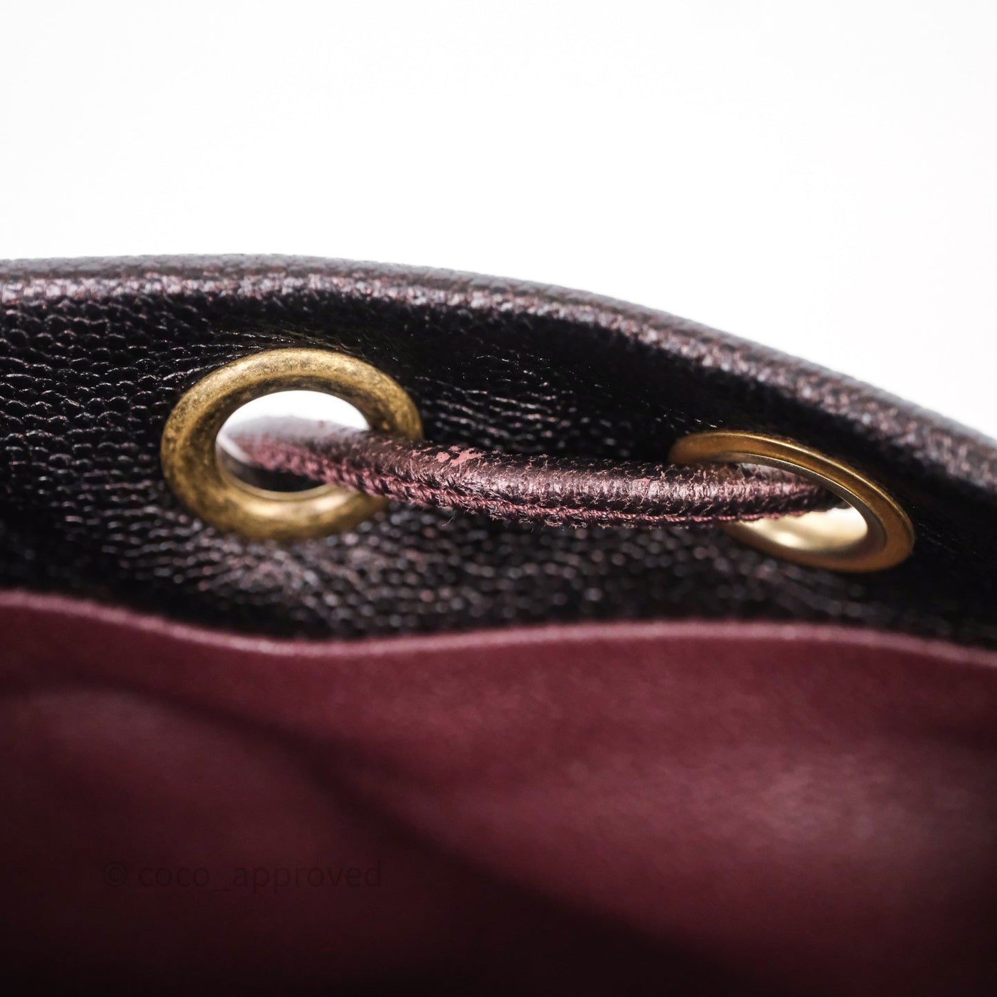 Chanel Quilted Filigree Backpack Iridescent Burgundy Caviar Aged Gold Hardware