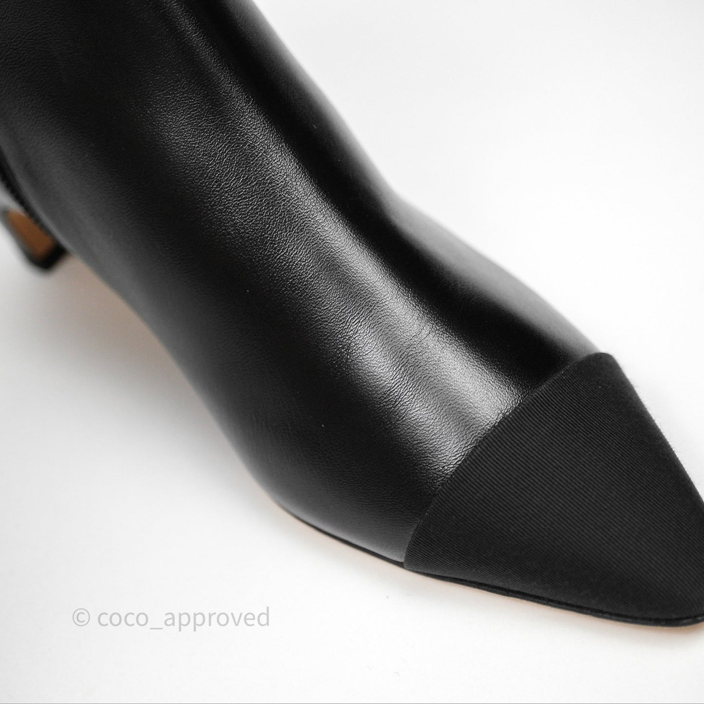 Chanel Cap Toe Chain Ankle Boots Lambskin Size 36.5