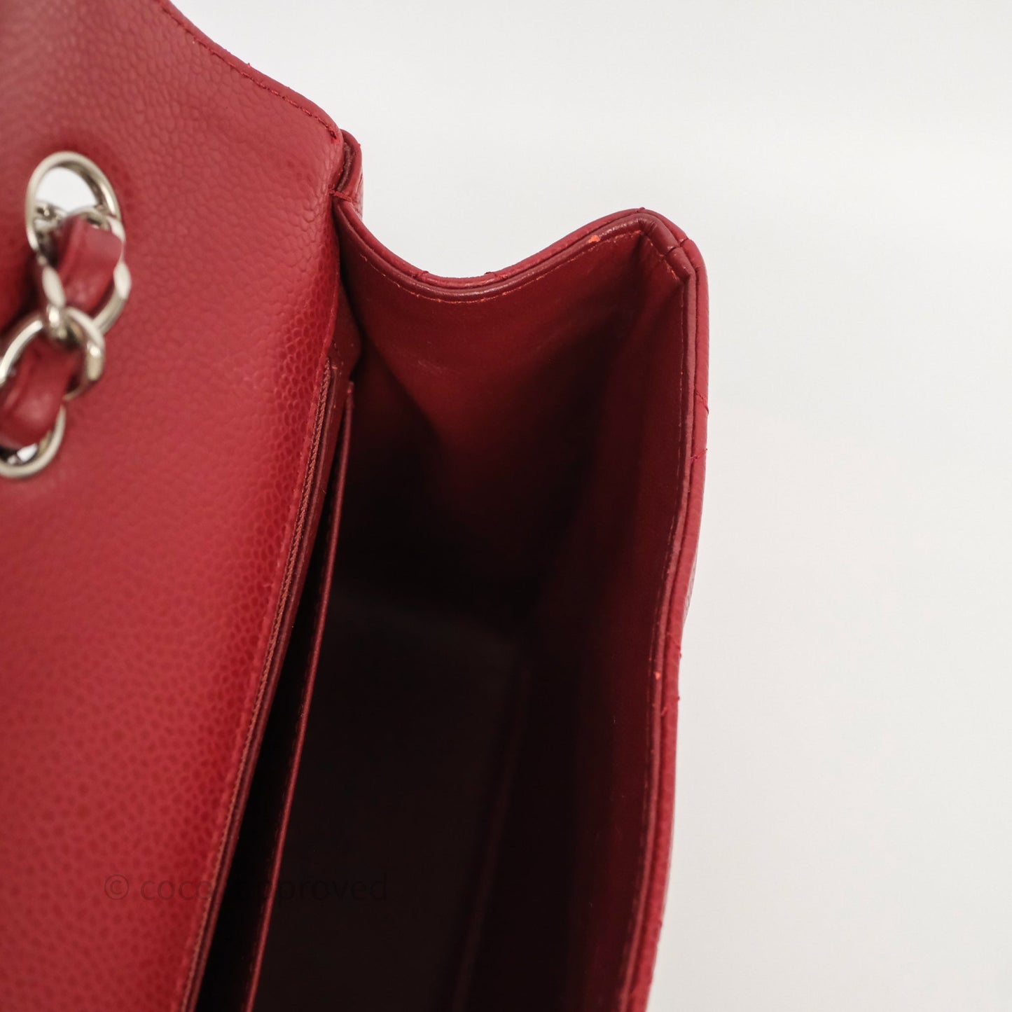 Chanel Jumbo Single Flap Dark Red Caviar Silver Hardware⁣⁣
