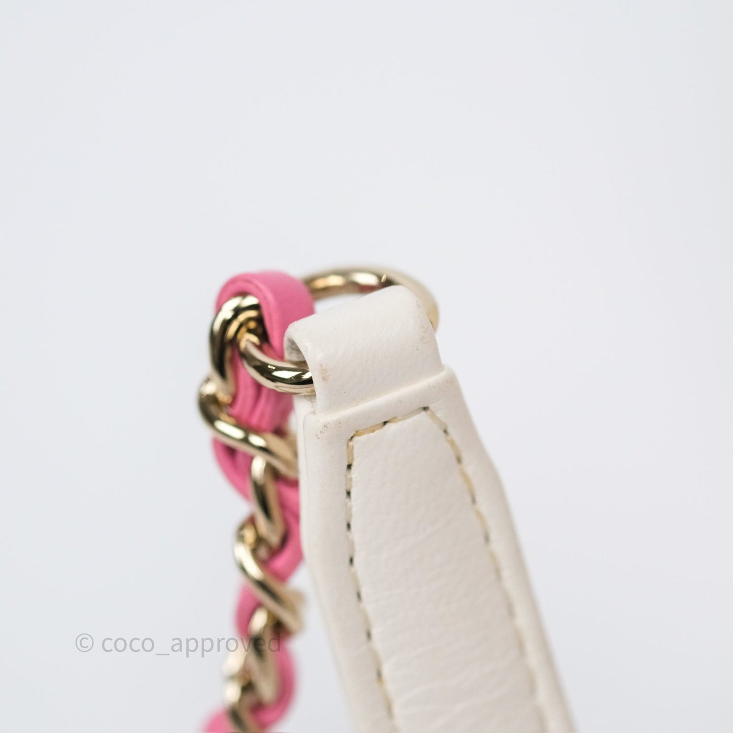 Chanel Small Entwined Chain Flap White Lambskin Gold Hardware