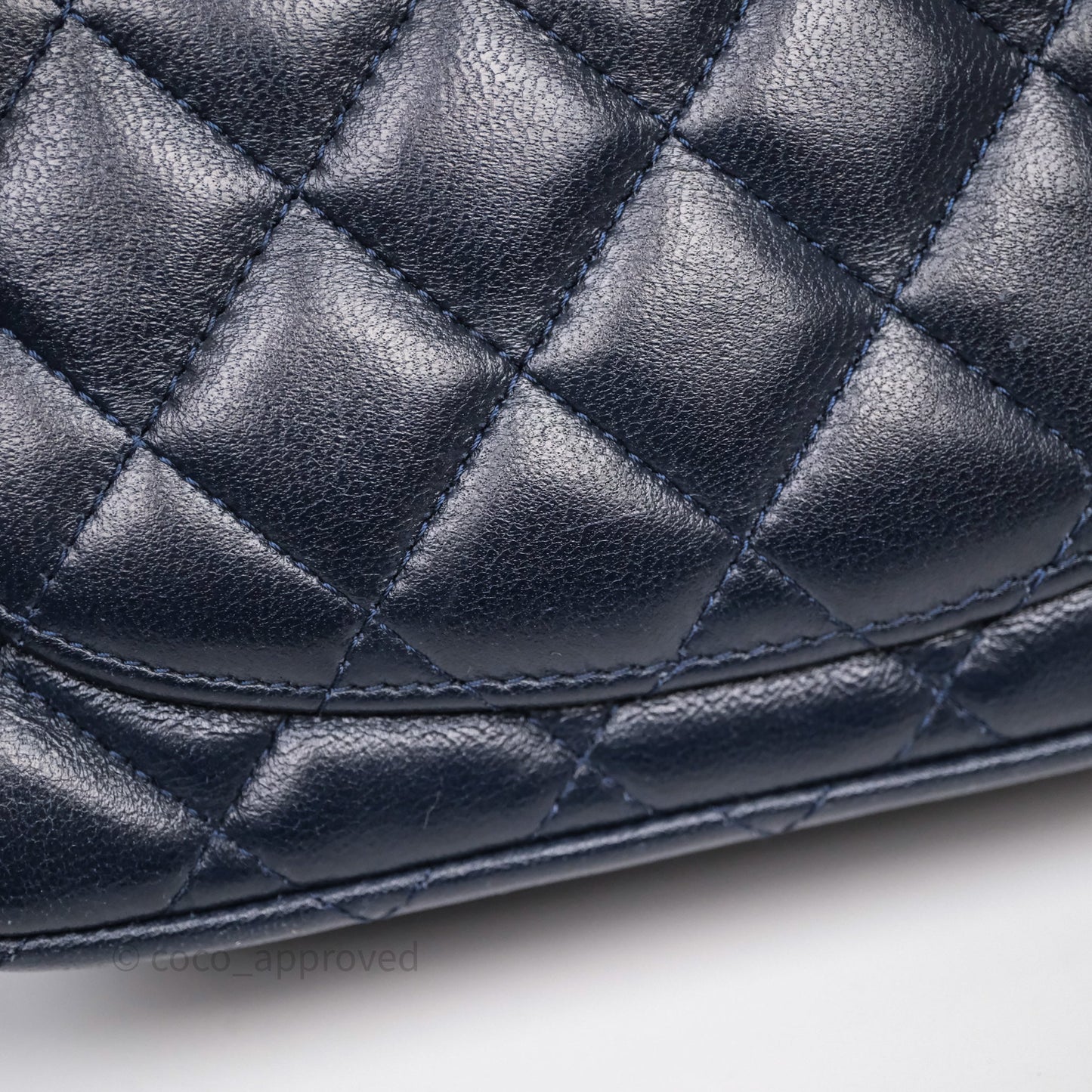 Chanel Mini Square Flap Quilted Navy Lambskin Gold Hardware