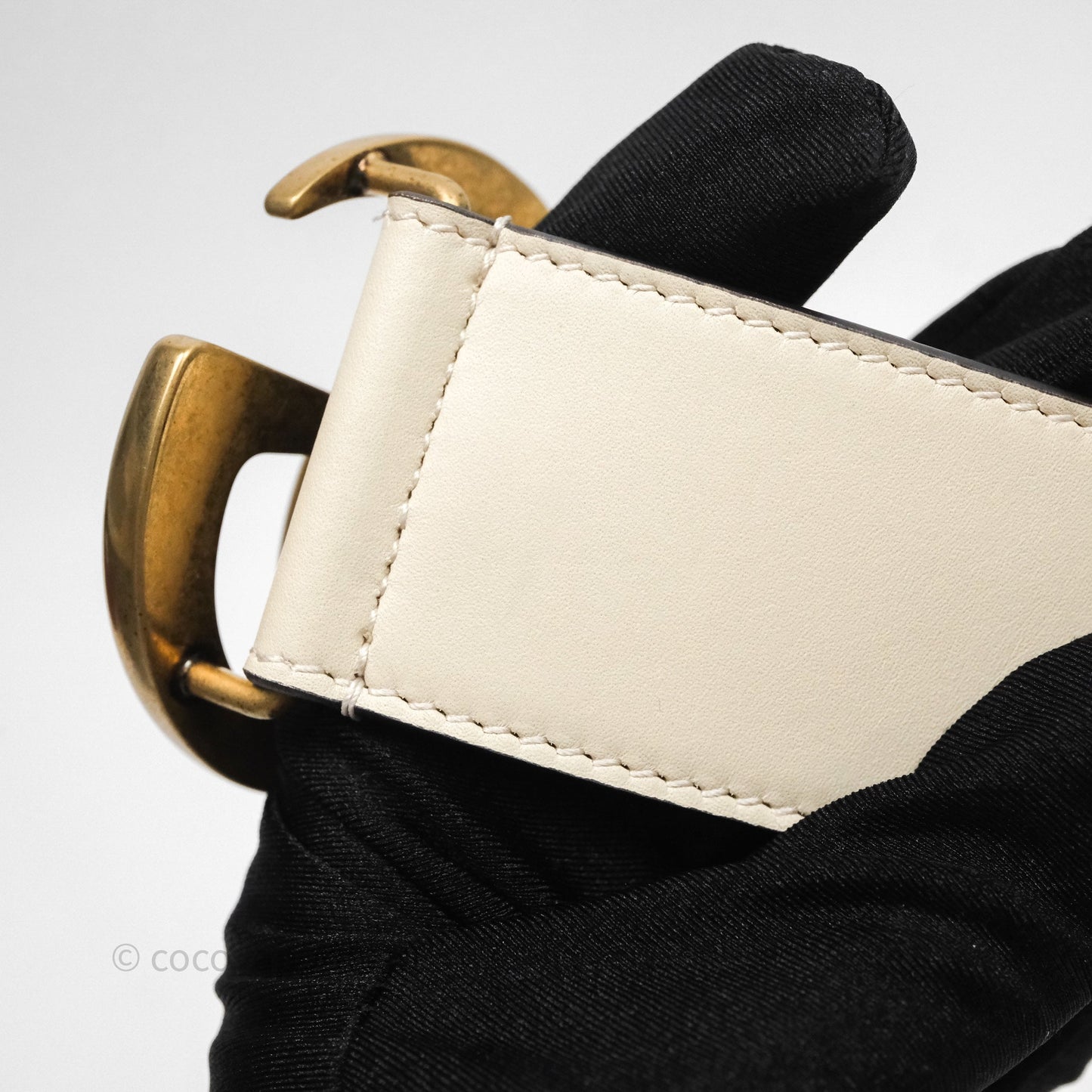 Gucci Double GG 20mm Belt 75 30 White Calfskin
