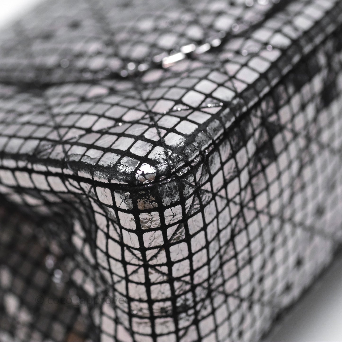 Chanel Mirror Reissue 2.55 Quilted Silver Suede Calfskin Gun Metal Hardware