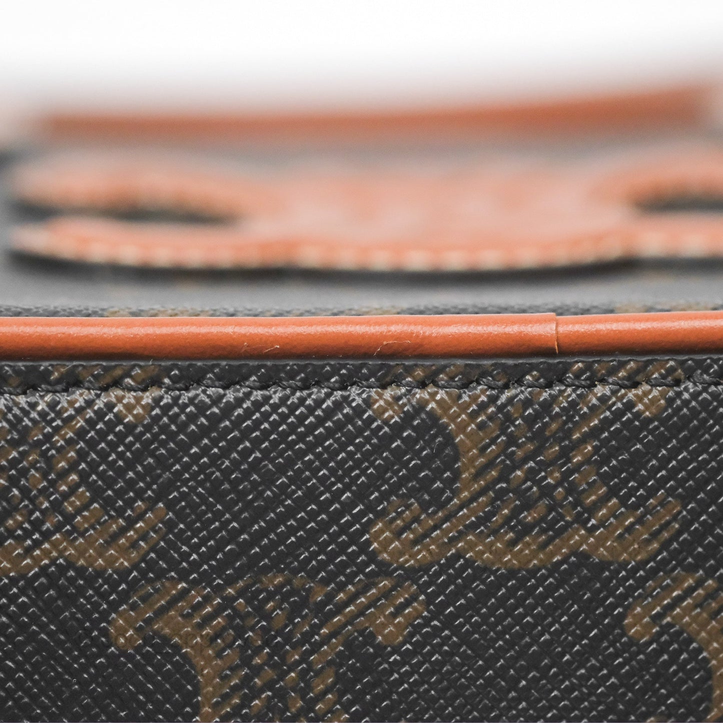 Celine Mini Bowling Bag Triomphe Canvas Tan Calfskin
