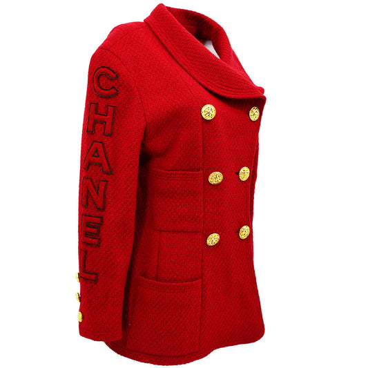 Luxury Chanel Double Breasted Jacket Red 29 #40