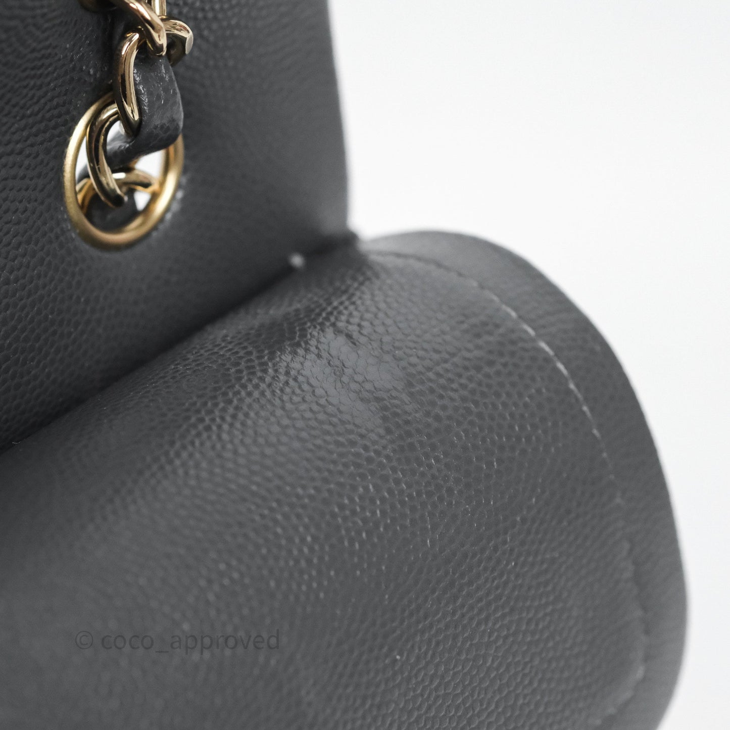 Chanel Small Classic Flap Quilted Dark Grey Caviar Gold Hardware