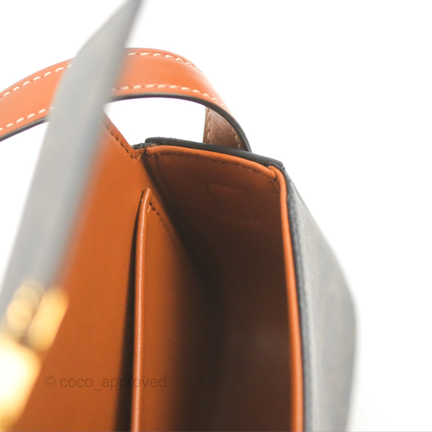 Celine Triomphe Shoulder Bag Tan Calfskin Triomphe Canvas