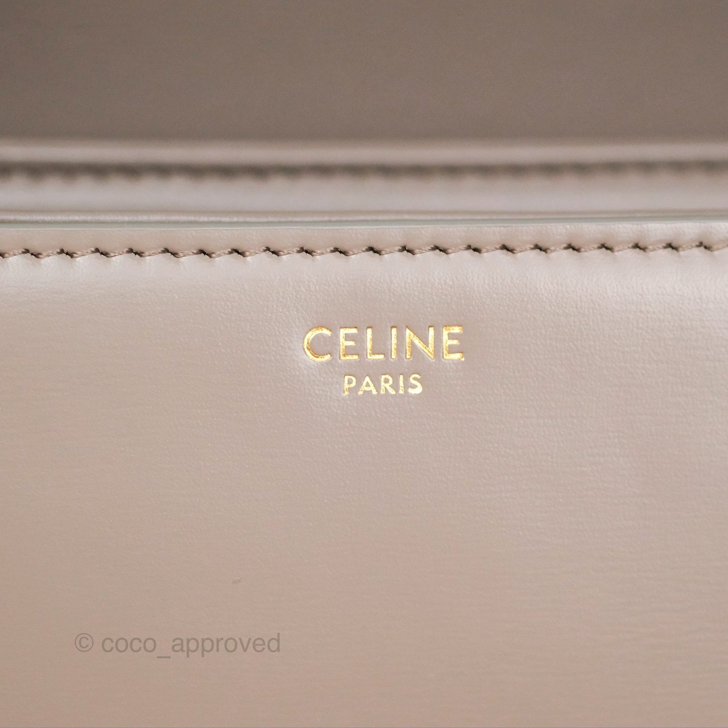 Celine Teen Triomphe Shiny Calfskin Pebble Gold Hardware
