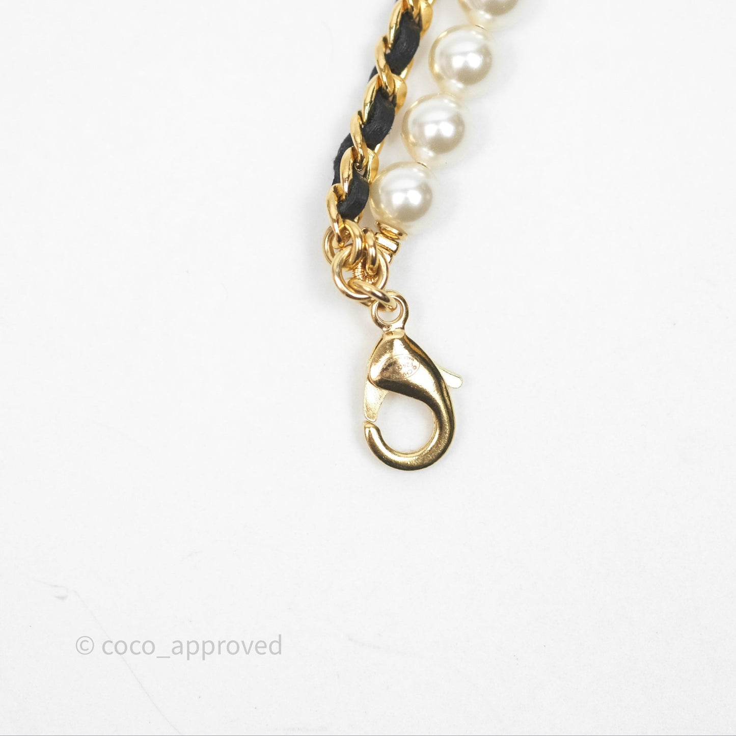 Chanel CC Pearl Crystals Double Necklace Gold Tone 24K
