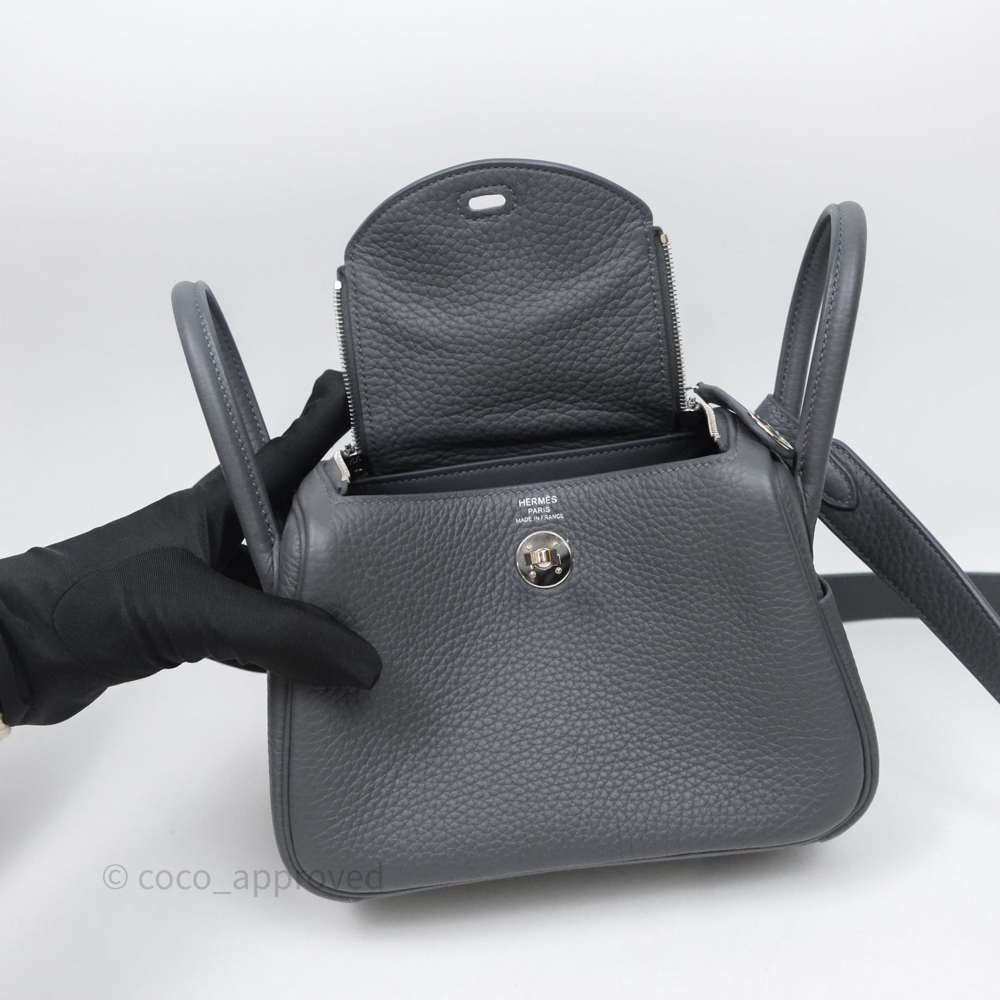 Hermès Mini Lindy II 85 Ardoise Clemence Palladium Hardware