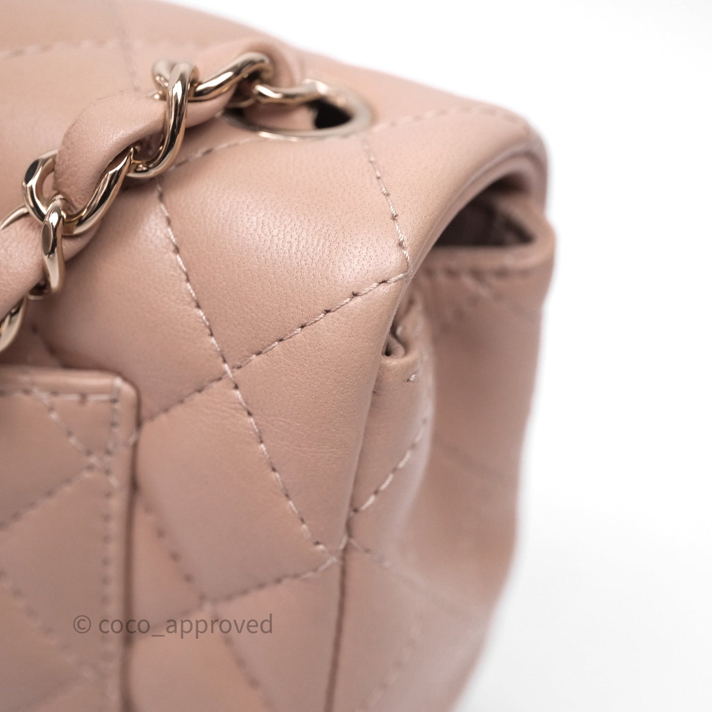 Chanel Mini Rectangular Quilted Beige Lambskin Gold Hardware