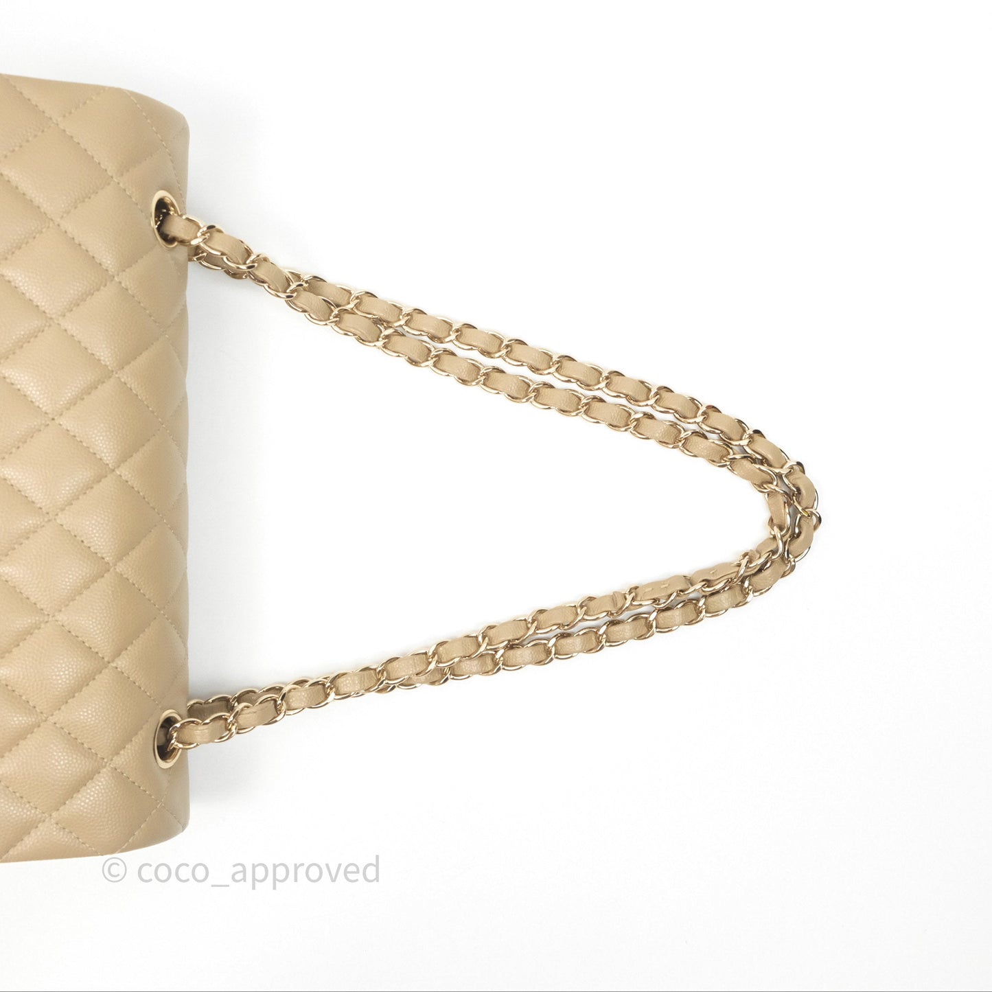 Chanel Classic M/L Medium Flap Quilted Dark Beige Caviar Gold Hardware