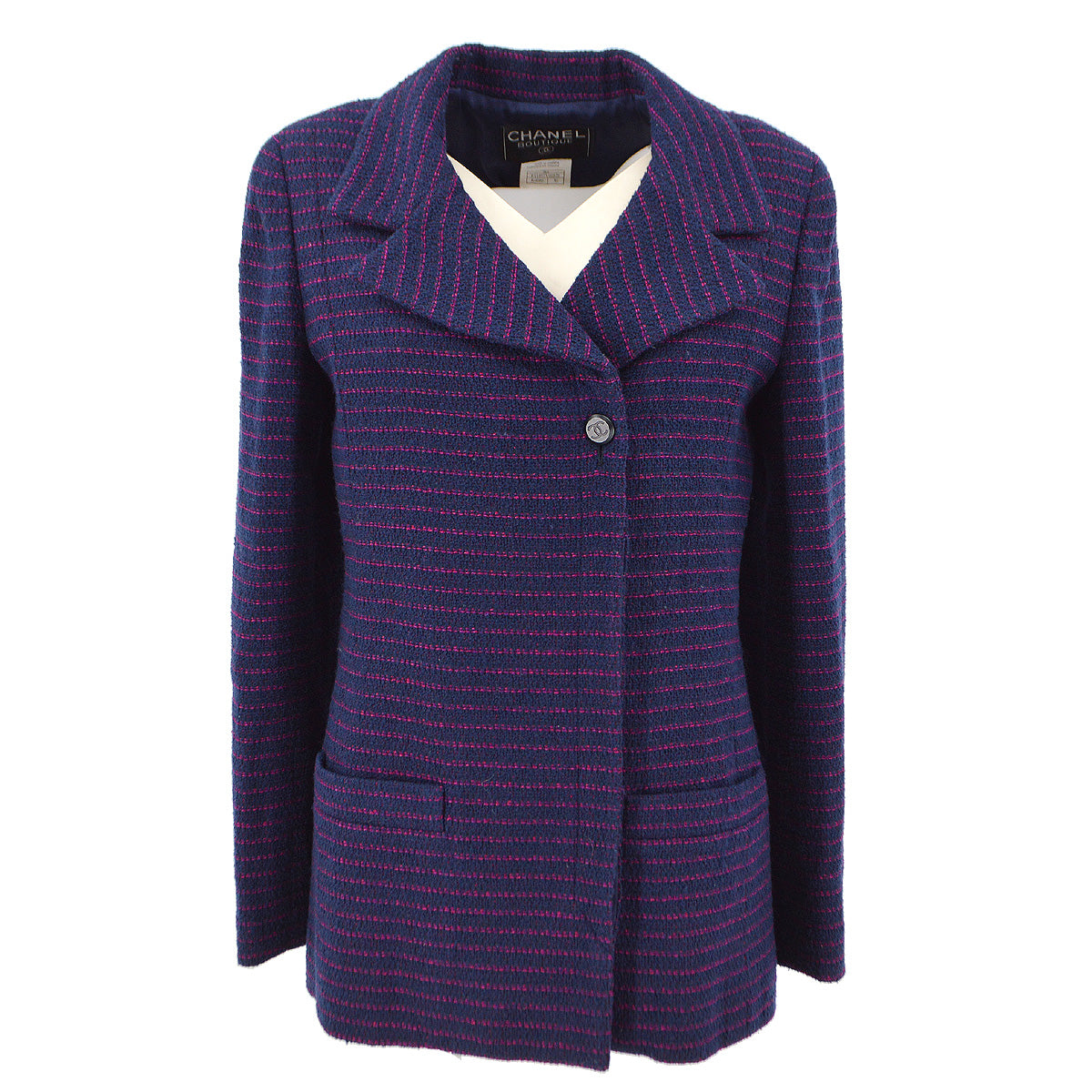 Luxury Chanel 1998 Fall asymmetric wool-blend jacket #36