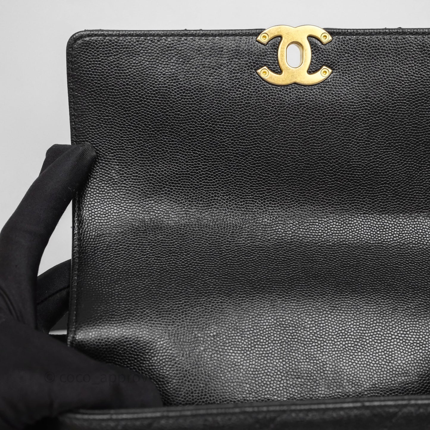 Chanel Mini Bracelet On Chain Flap Bag Flat Quilted Black Caviar Aged Gold Hardware