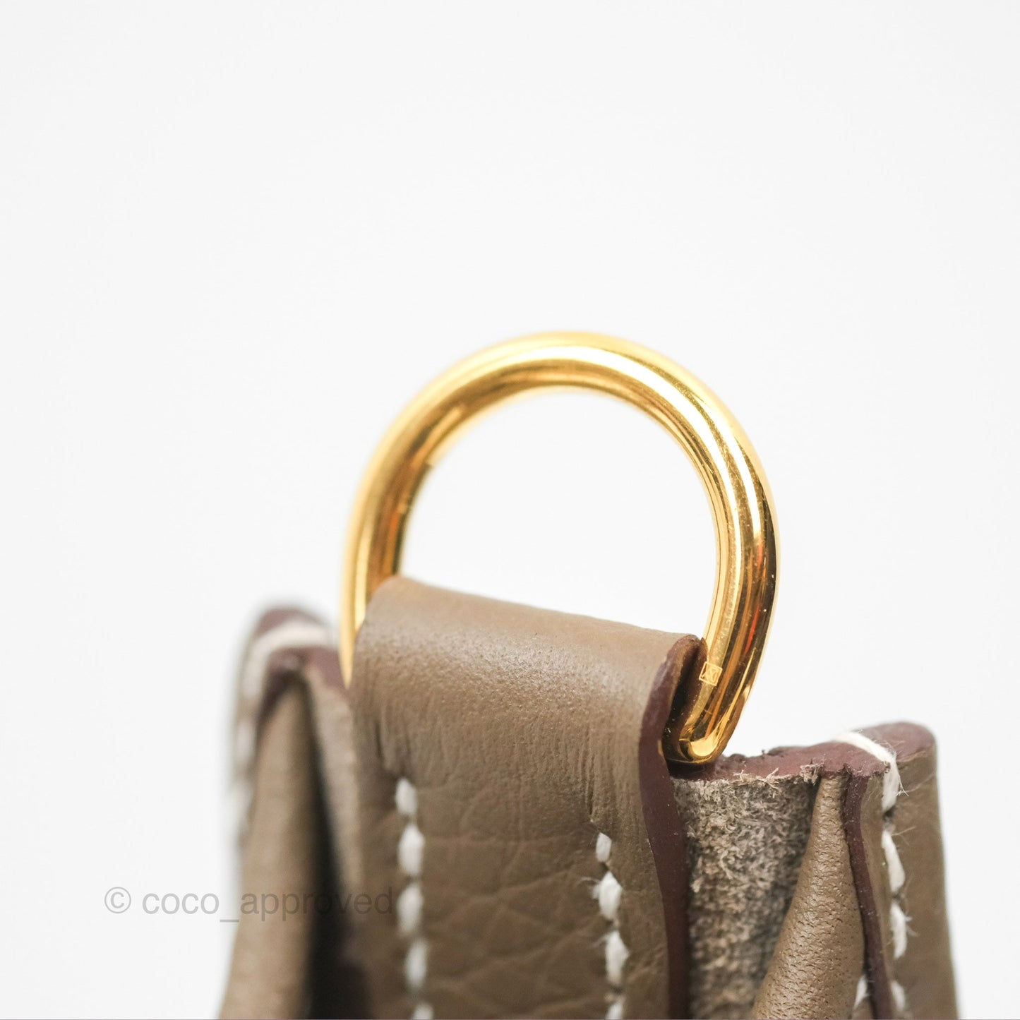 Hermès Mini Evelyne Etoupe Clemence Gold Hardware with Bleu Indigo Strap