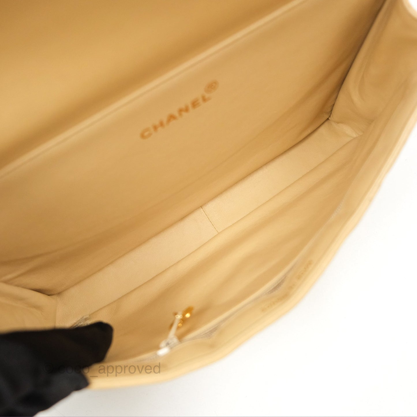 Chanel Vintage Double Sided Flap Bag Quilted Beige Lambskin Gold Hardware