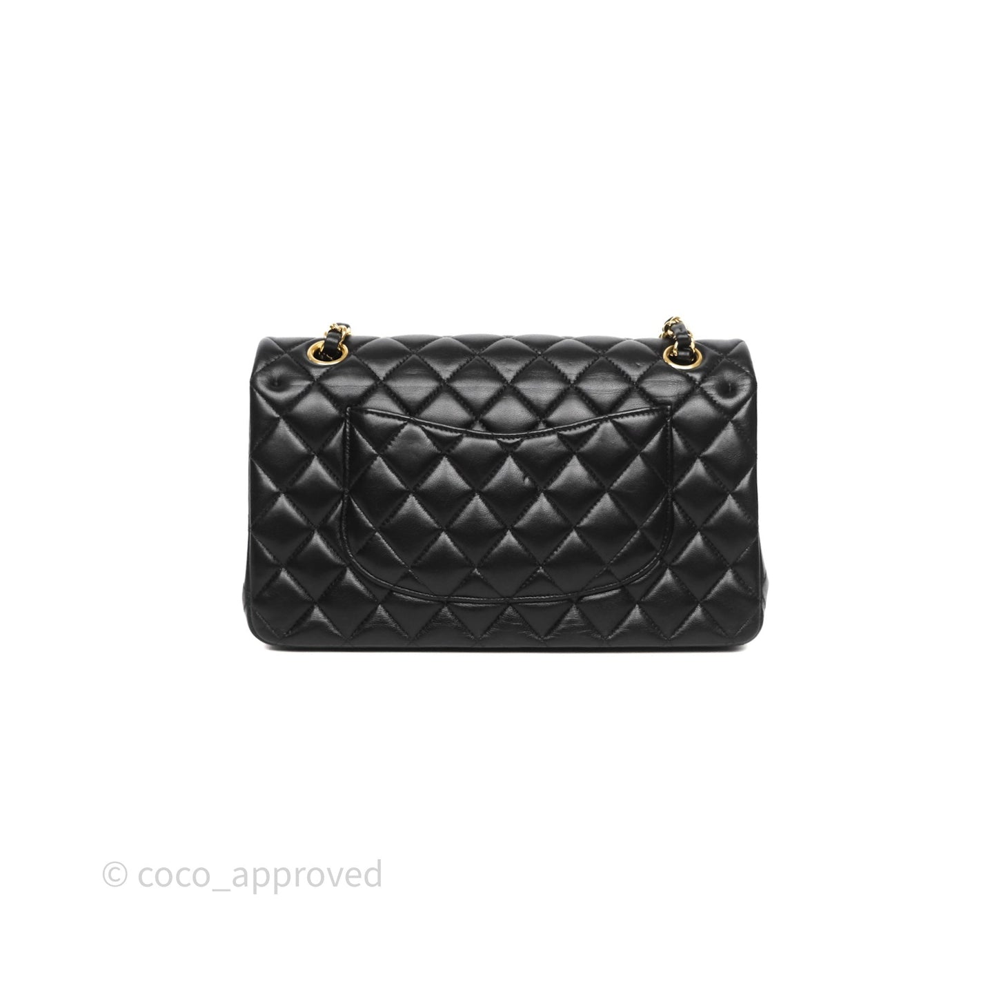 Chanel Classic M/L Medium Flap Quilted Black Lambskin Gold Hardware